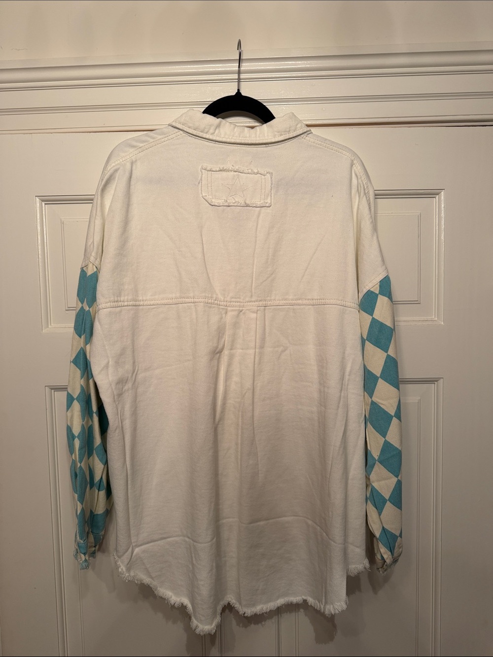 POL White Button-Front jacket with Blue teal Diamond accents nwt medium - Picture 5 of 7